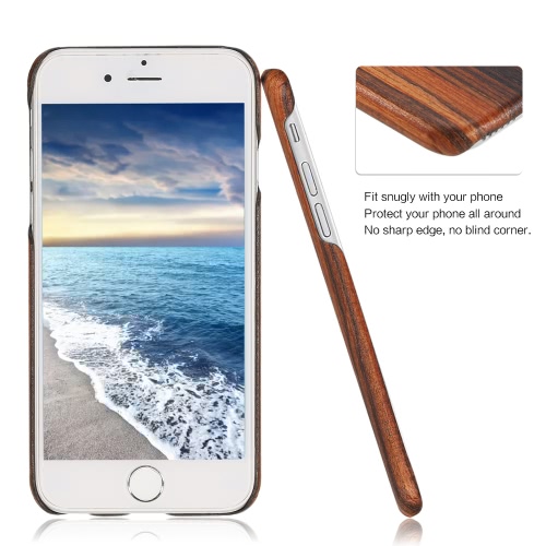 Natural Wood Bamboo Handmade Mobile Phone Case Hard Shell Fashion Wooden Back Cover for iPhone 6/6S Non Slip Slim Light Weight Super Thin
