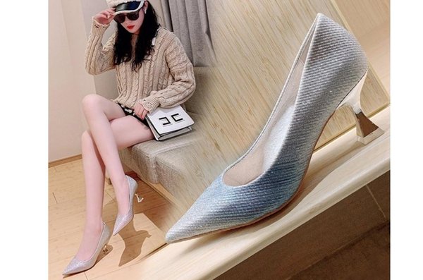Women's shoes in Spring and Autumn fashion Middle fine heel pointed end @GBMK6
