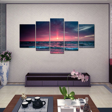 5PCS Unframed Canvas Aurora Sunset Sea Landscape Oil Painting Home Decor