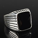 Vintage Contracted Silver Alloy Black Resin Men's Ring