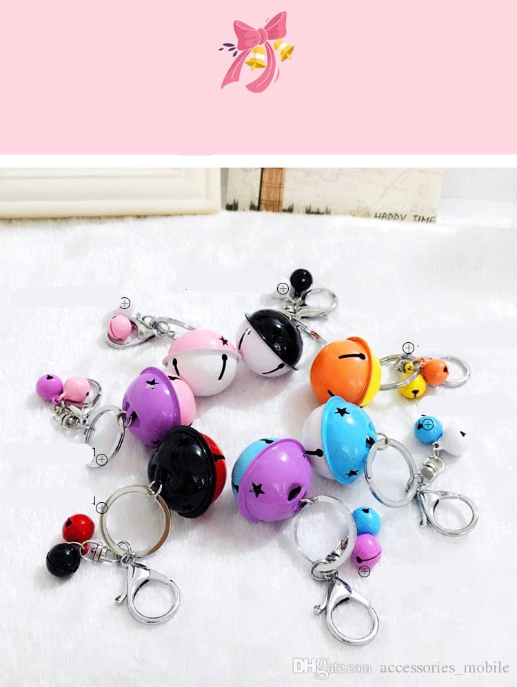 Cartoon cute metal candy color bells key ring pendant creative couple car bag pendant accessories KR049 Keychains mix order 50 pieces a lot