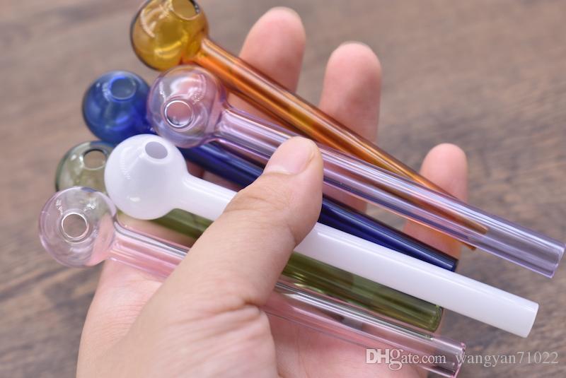 10cm Colorful Glass Oil Burner Glass Tube Oil Burning Pipe glass pipes water pipes free shipping