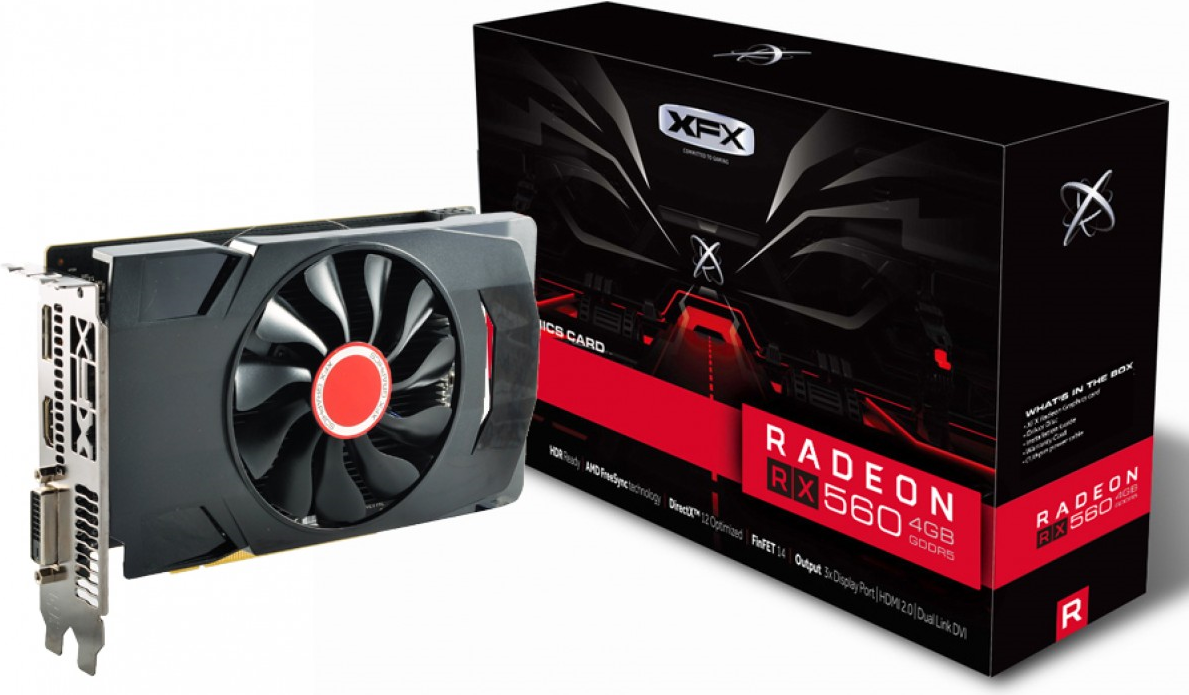 XFX Radeon RX 560D - Grafikkarten - Radeon RX 560 - 4 GB GDDR5 - PCIe 3.0 - DVI, HDMI, DisplayPort