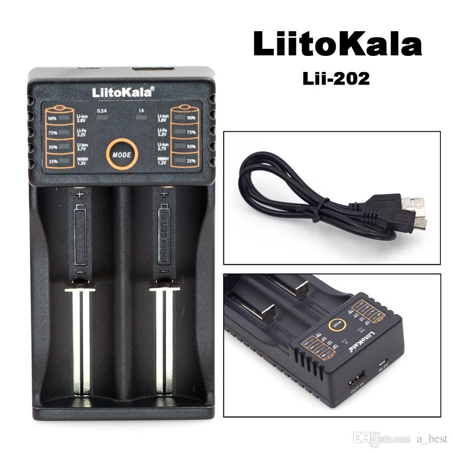 18650 Battery Charger LiitoKala Universal Dual Double Slot Chargers USB Chargers USB Charging for Rechargeable Li-ion Battery 18350 18490