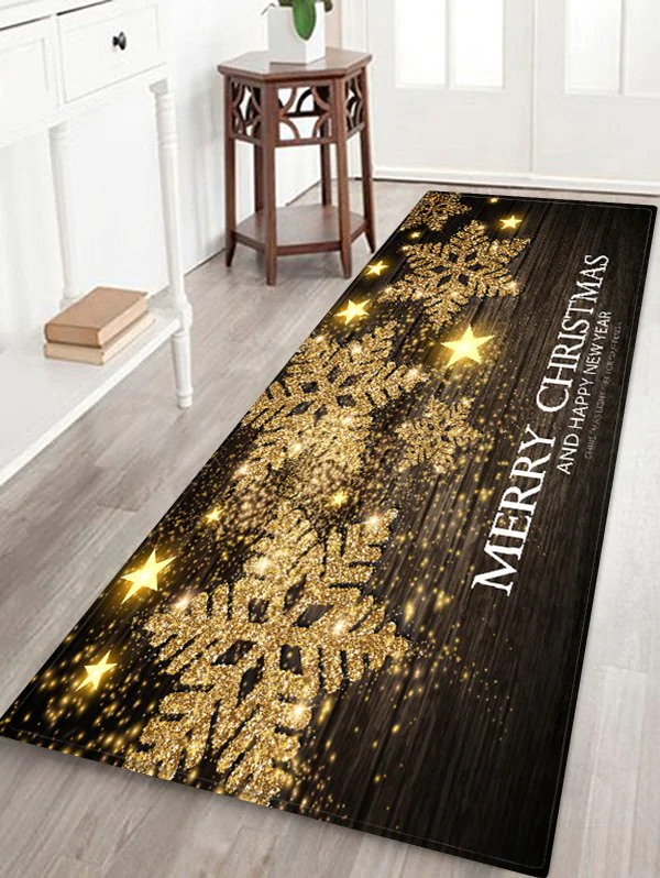 Merry Christmas Snowflake Printed Decorative Floor Mat