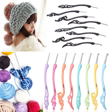 8Pcs Soft Handle Aluminum Crochet Hook Set Knitting Blanket Weave Yarn Craft