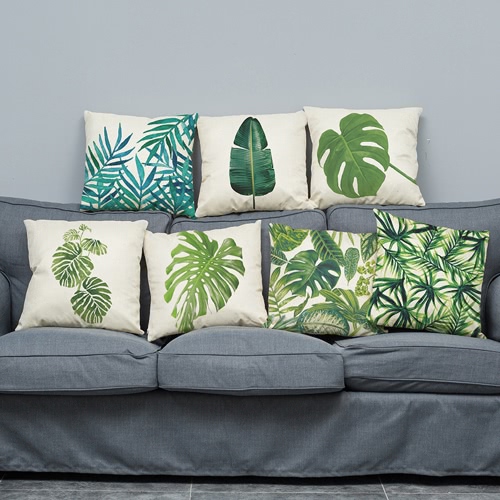 Modern Fashionable Natural Environement Wild Green Forests Fresh Flourish Exuberant Tropical Plants Leaves Vigorous Life Healthy Vitality  Cushion Throw Pillow Covers Pillowcases Decorative for Home Office Sofa Car Seat Gifts