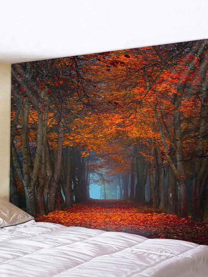 Maple Forest Road Printed Tapestry Wall Hanging Art Decoration