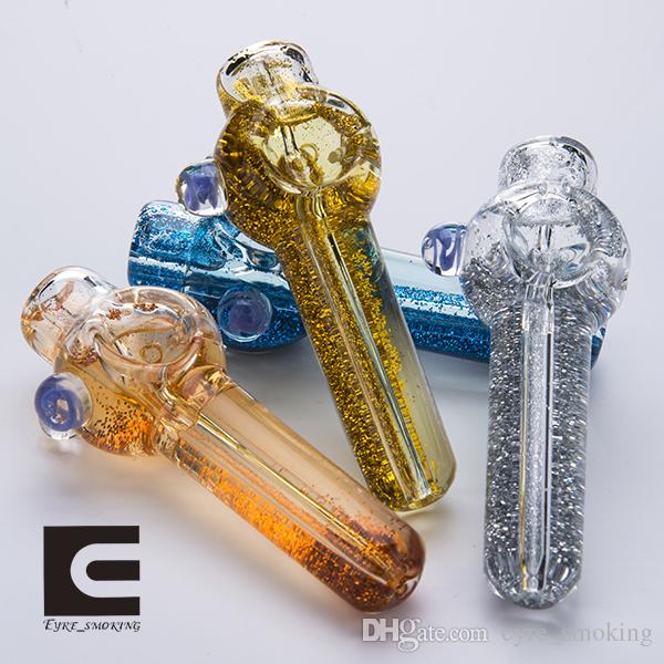 Glass Spoon Pipes Hand Pipe with Liquid Glycerin inside for Smoking Pipe Glass Water Pipes Bubblers For tobacco dry herb Smoking