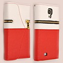 Red and White PU Wallet Case Card Holder with Zipper for Samsung I9500 S4