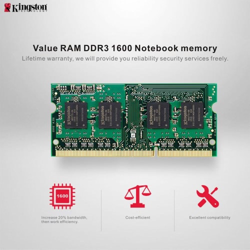 Genuine Original Kingston KVR Notebook RAM 1600MHz 8G 1.35V Non ECC DDR3 PC3L-12800 CL11 204 Pin SODIMM Motherboard Memory