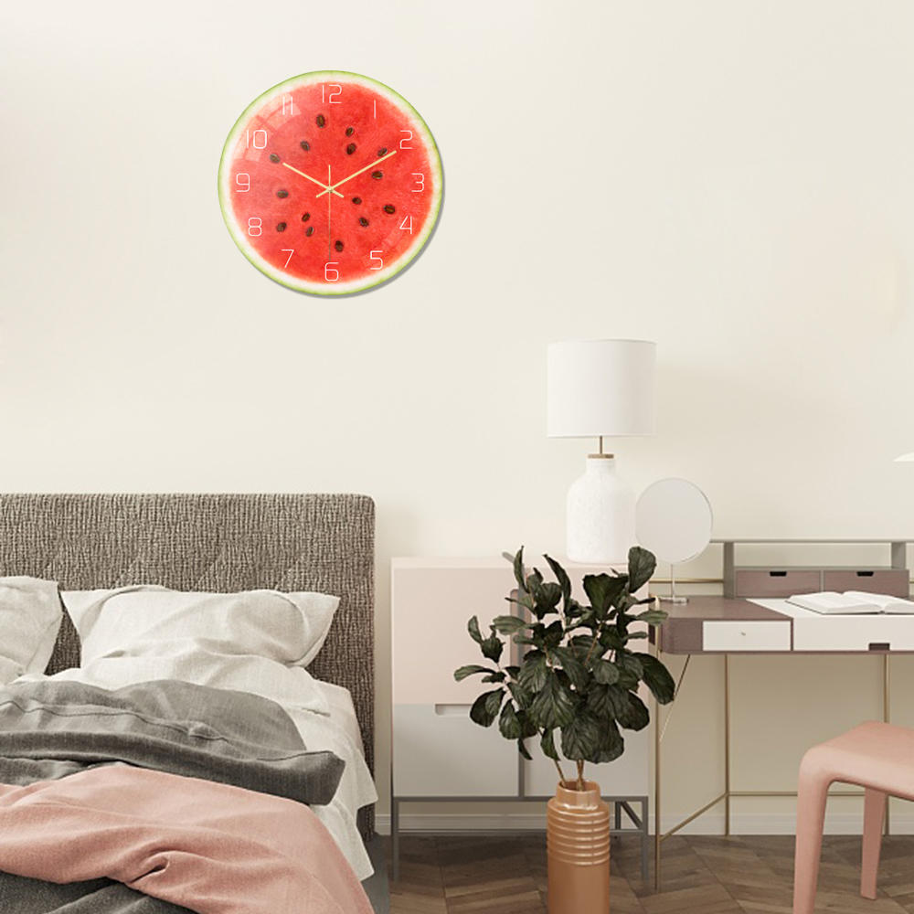 Loskii CC097 Creative Watermelon Wall Clock Mute Wall Clock Quartz Wall Clock For Home Office Decorations