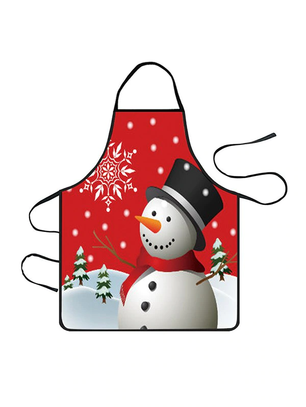 Christmas Snowman Snowflake Trees Print Cooking Apron