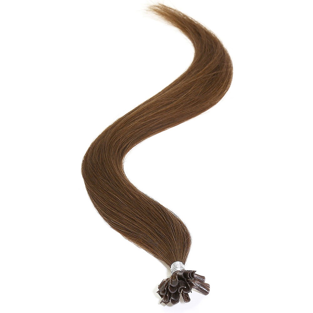 american pride u-tip human hair extensions - 6 sunkissed brown 18