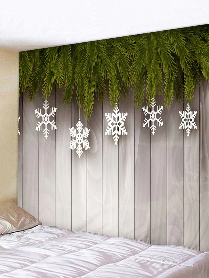 Christmas Snowflake Wooden Board Print Tapestry Wall Hanging Art Decoration