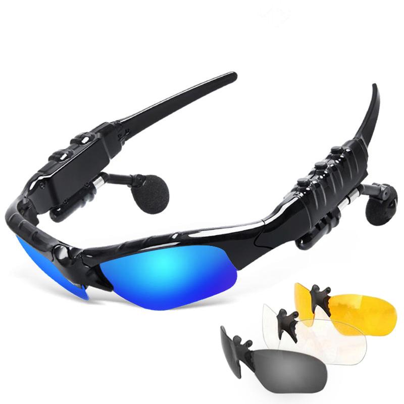 Sunglasses Bluetooth Headset Outdoor Glasses Earbuds Music with Mic Stereo Wireless Headphone for Android