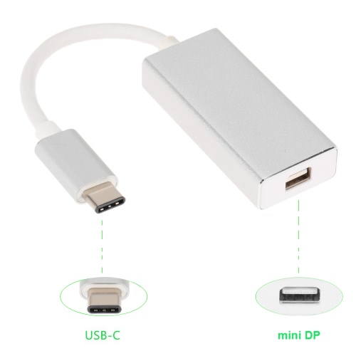 Aluminum USB 3.1 Type-C USB-C to Mini DisplayPort MDP Mini DP 1080p HDTV Hub Adapter Data Cable for New MacBook 12