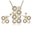 Brand Design 18K Rose\White Gold Plated Stellux Austrian Rhinestones Circle Stud Necklace Earrings Set