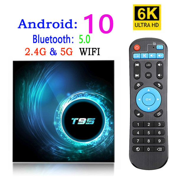 T95 smart tv box android 10 4k 6k 4g 32gb 64gb 2.4g & 5g Wifi Bluetooth 5.0 Quad core set-top-box 2G 16G media Player