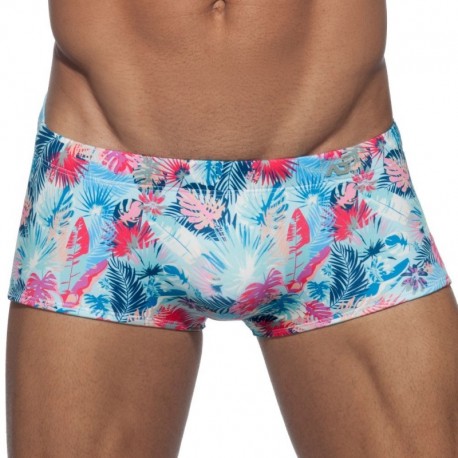 Addicted Leaves Swim Boxer - Light Blue XS