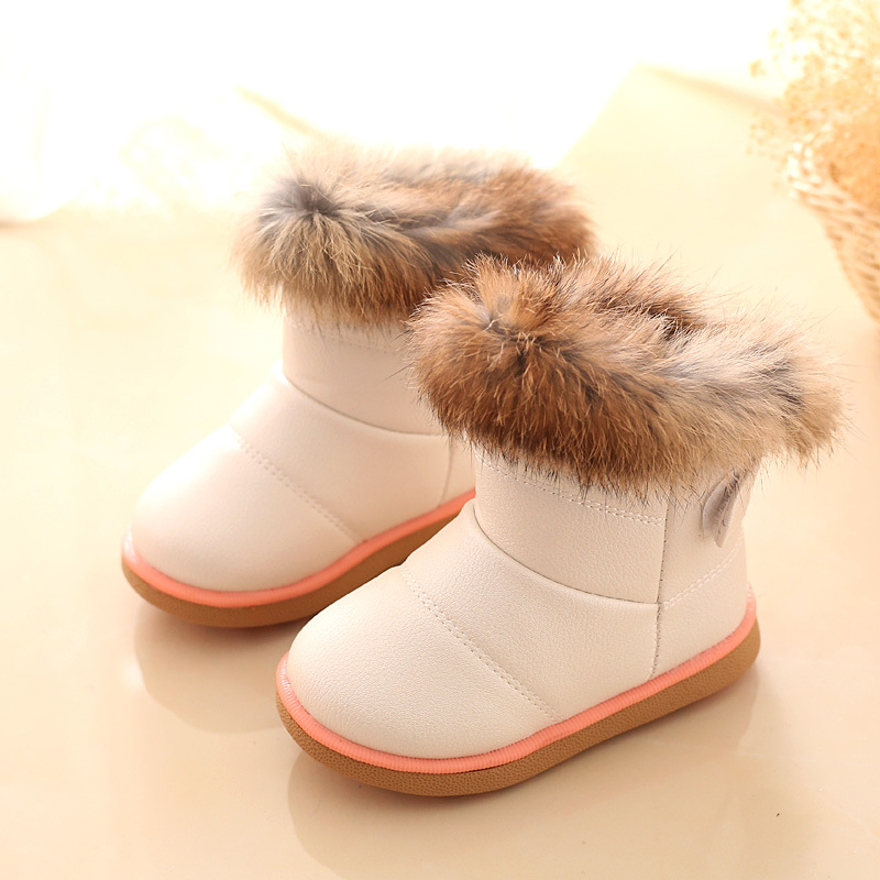 Toddler Girl Solid Fleece Velcro Snow Boots