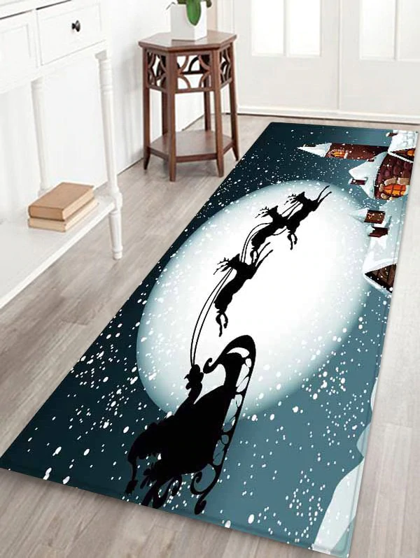Christmas Moon Night Castle Pattern Water Absorption Area Rug
