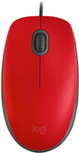 Logitech M110 Silent - Maus - rechts- und linkshändig - optisch - 3 Tasten - kabelgebunden - USB - Rot (910-005489)