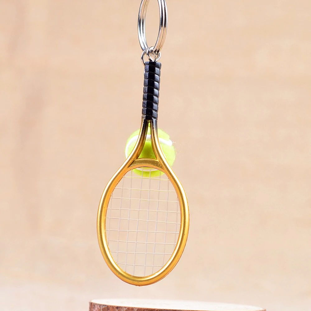 Mini Tennis Racket Creative Cartoon Key Chain Ring Pendant