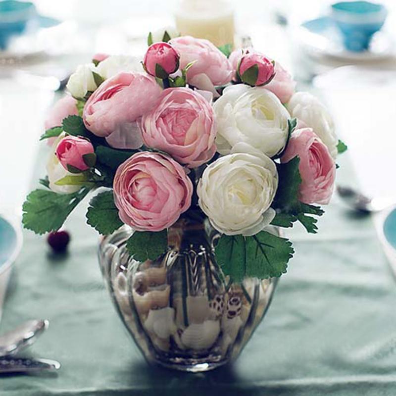 10pcs Real Touch Camellia Latex Artificial Flower Bouquets Home Wedding Bridal Decor Decorative Flowers & Wreaths