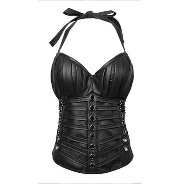 Women Sexy Satin PU Leather Bustiers Waist Slimming Steampunk Girdles Corselet