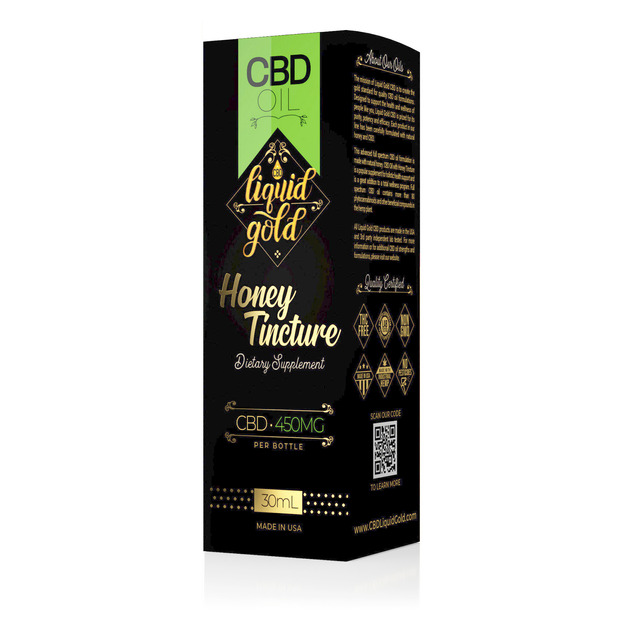 Liquid Gold CBD Oil Honey Tincture - 450mg (30ml)