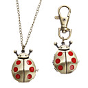 Unisex Ladybug Style Alloy Analog Quartz Keychain Necklace Watch (Bronze)