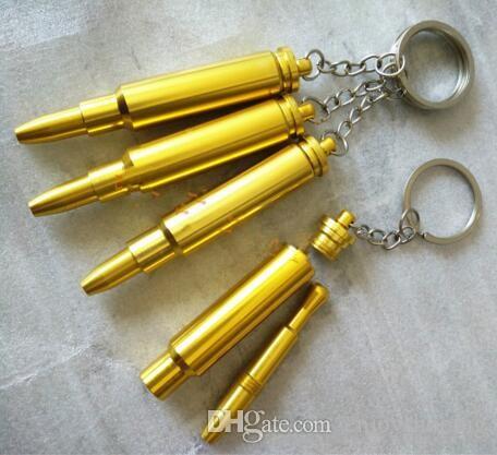 Fashion Gold Bullet shape with key chain Metal Aluminum smoking pipe tabacco Herb pipe Wholesale cheap Smoking pipe