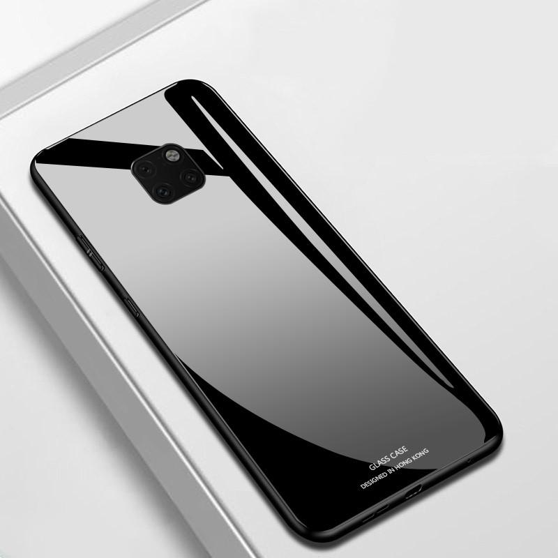 For Huawei Mate 20 10 Pro Case Luxury Glossy Tempered Glass Soft Silicone Frame Shockproof Hard Cover