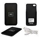 Qi Wireless Charger Black Charging Pad with Black Receiver for iPhone 4S