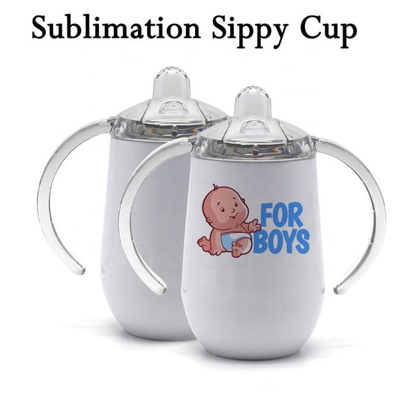 10oz Sublimation Sippy Cup Mugs DIY Stainless Steel Baby Pacifier Cups Double Wall Vacuum Tumbler Heat Transfer Coating Bottle Kids Gift