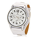 Unisex Big Round Dial Pu Band Quartz Analog Wrist Watch