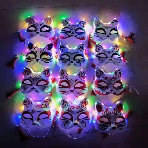 2022 Halloween Upper Half Cat Face LED Light Up Funny Masks The Purge Election Year Great Festival Cosplay Costume Supplies Party Mask