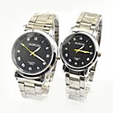 Couple's Round Dial Steel Band Quartz Fashion Watch (Assorted Colors)