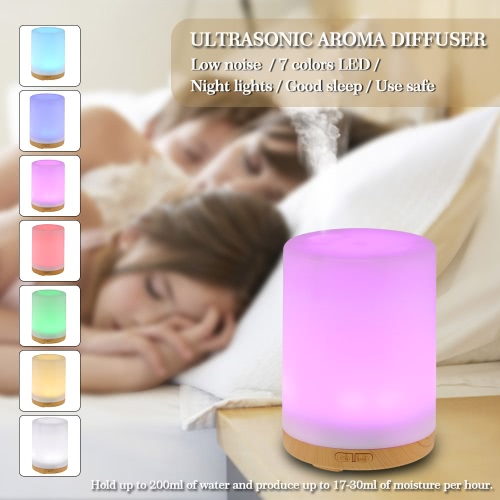 Anself 200ml Cool Mist Humidifier 7 Colors LED light  for Home Office Bedroom SPA Yoga US plug
