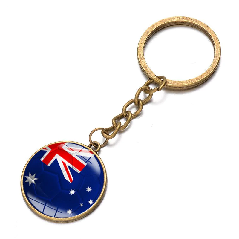 Football National Flag Model Keychain for 2018 FIFA World Cup Patriotic Key Ring Soccer Fans Travel Souvenir Car Accessories