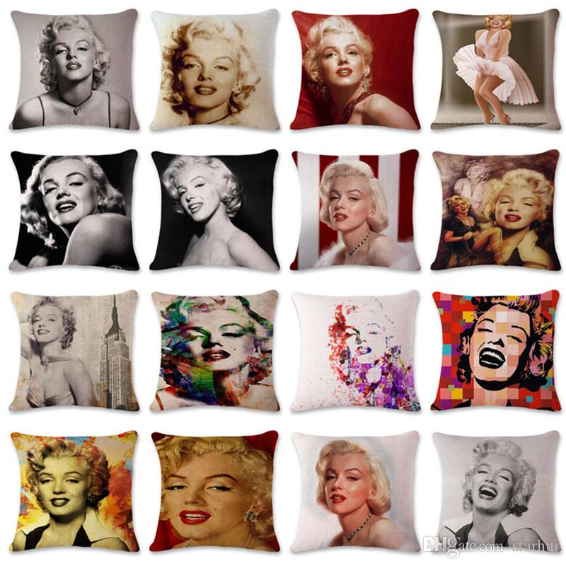 Famous Hollywood Star Marilyn Monroe Pillow Case Cover Cotton Linen Square Car Cushion Home Decor Europe Retro Gifts 45*45cm WX9-211