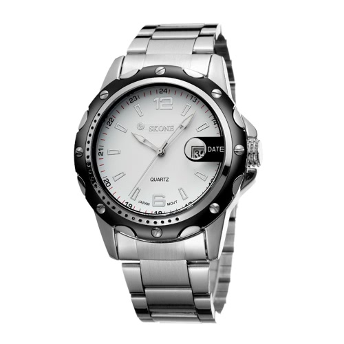 SKONE High Quality Alloy Watchband Waterproof Quartz Men Watch Hot Sell Fashion Precise Wristwatch with Calendar