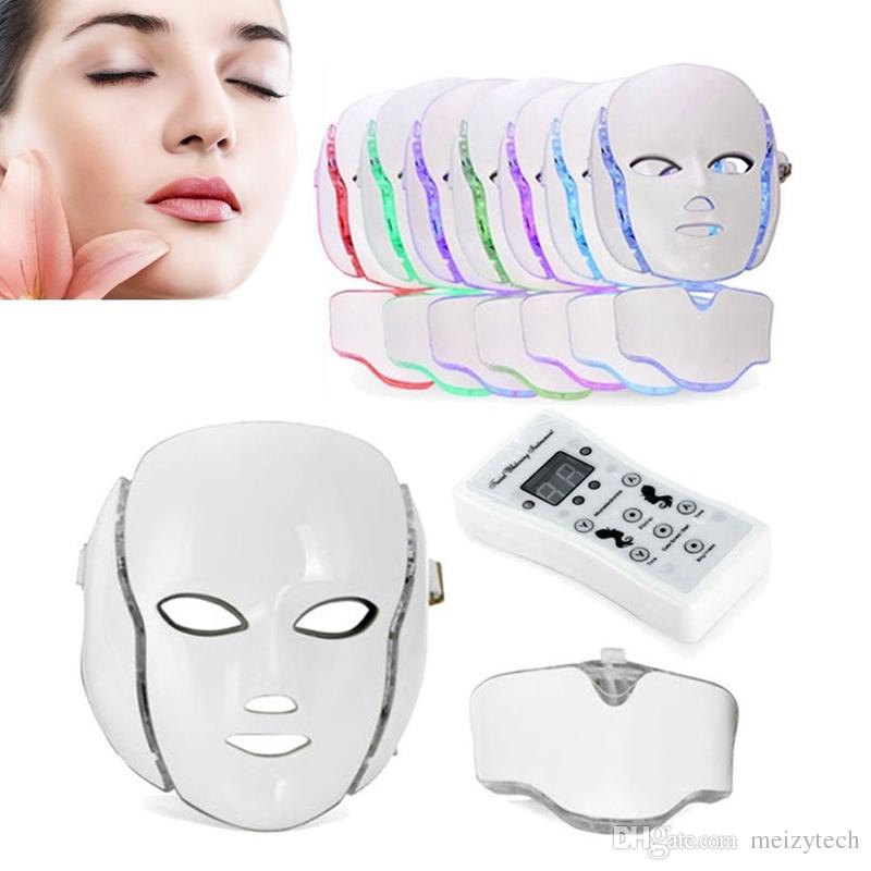 PTD Photon LED Face and Neck Mask 7 Color LED Treatment Skin Whitening Firming Facial Beauty Mask Electric Anti Aging Mask