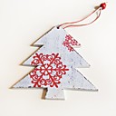 noël décoratives suspendus forme arbre blanc de snowflower rouge 1 pc materiels mdf pour les décorations de Noël