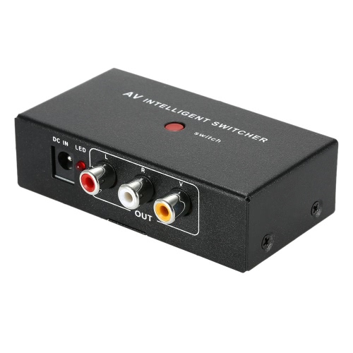 Portable AV Intelligent Switcher 2 à 1 canal RCA Audio vidéo Switcher avec bouton contrôle Support Auto / manuel commande pour DVD voiture DVR moniteur