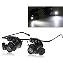 Dual Head 20x Magnification Glasses Type Binocular Magnifier with LED Light  for Watch Repair