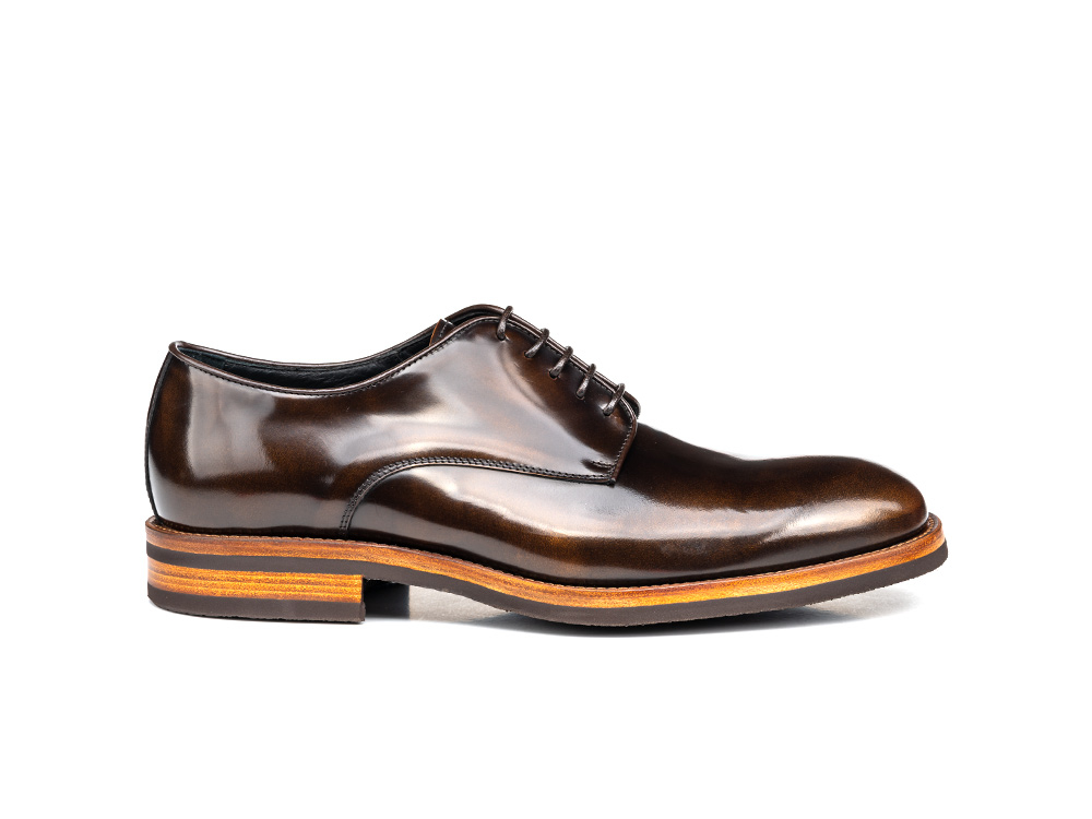 Pertini - Bronze Polished Leather Men Derby Plain