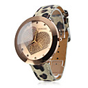Women's Quartz Analog Golden Heart Wrist Watch With Beige Leather Band(Random Colors)