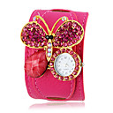 Women's Crystal Butterfly Decor Rose PU Band Bohemia Style Wrist Watch